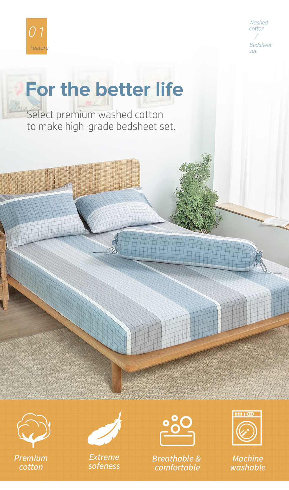 Washed Cotton Bedsheet Set-2